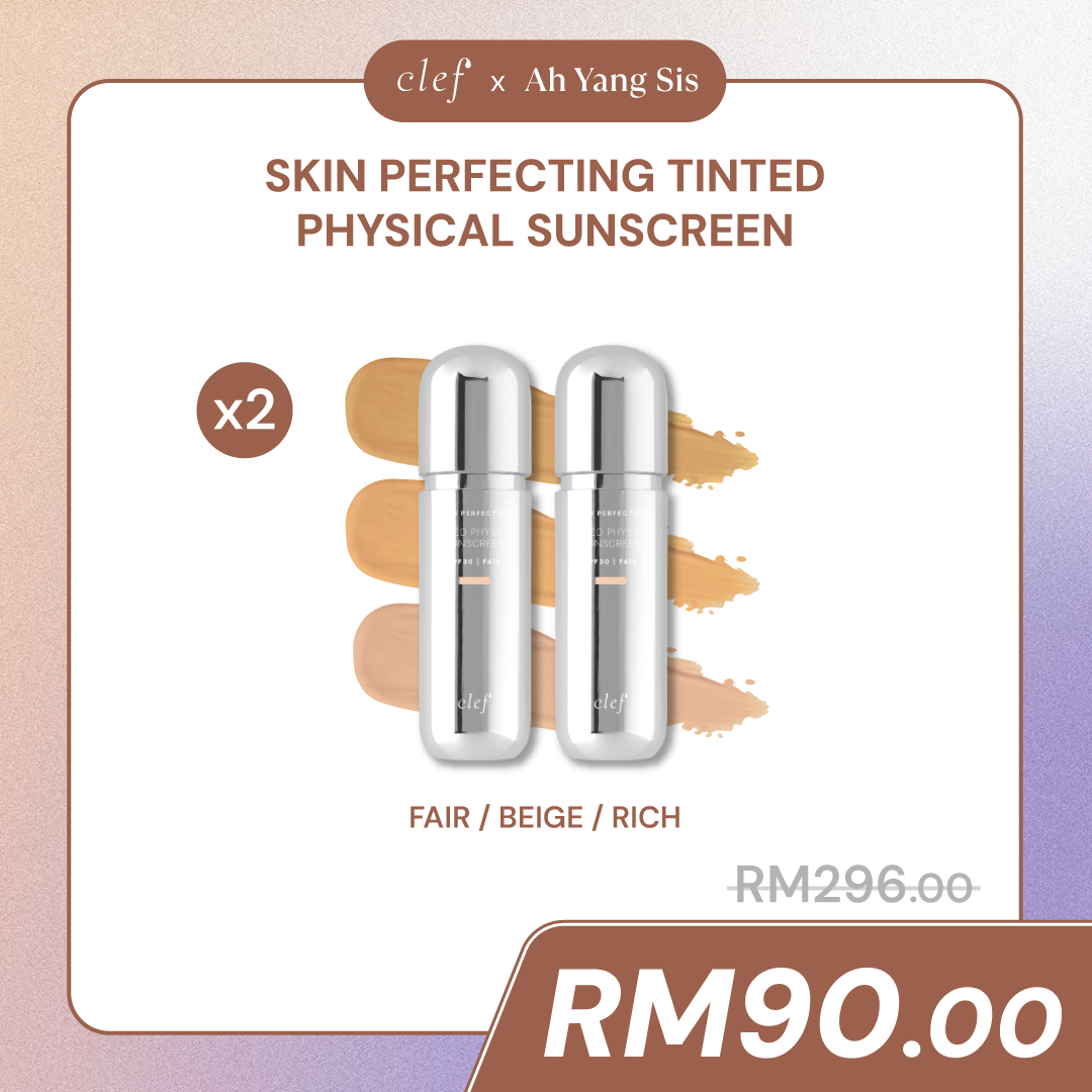 [PRE-ORDER: Ships out on early April] AH YANG SIS - X2 CLEF Skin Perfecting Tinted Physical Sunscreen (50ml x 2)