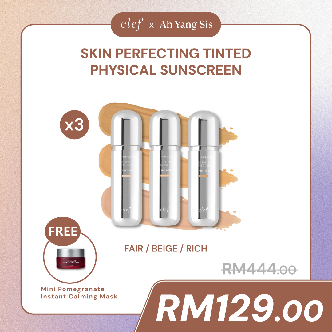 [PRE-ORDER: Ships out on early April] AH YANG SIS - X3 CLEF Skin Perfecting Tinted Physical Sunscreen (50ml x 3)