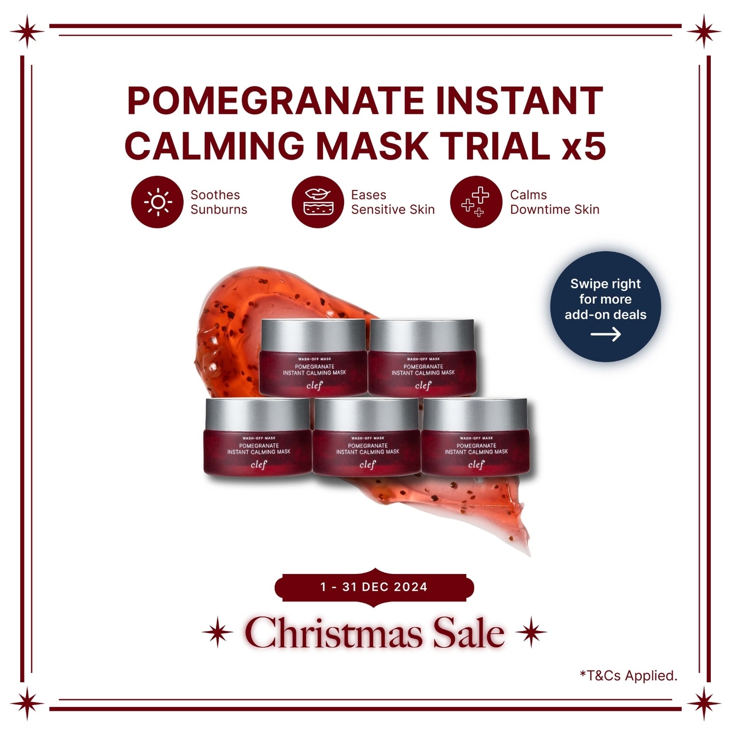 CLEF Pomegranate Instant Calming Mask Trial (5x20g)