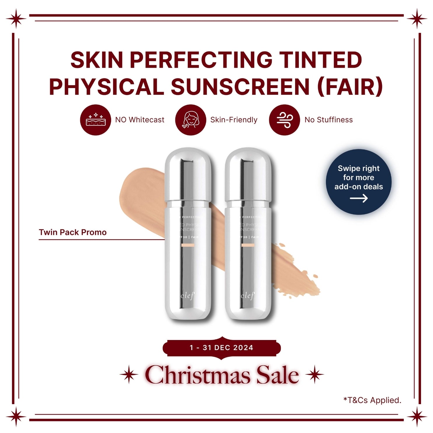 TWIN PACK PROMO - CLEF Skin Perfecting Tinted Physical Sunscreen