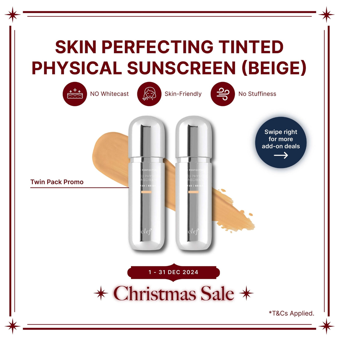 TWIN PACK PROMO - CLEF Skin Perfecting Tinted Physical Sunscreen